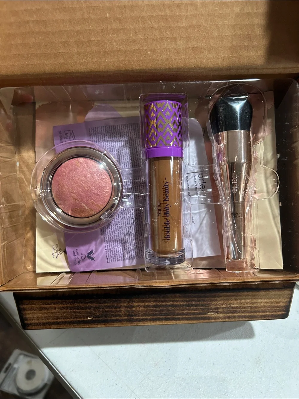 tarte Pink Blush, Double Duty Foundation & Rose Gold Brush Set 57 N Rich